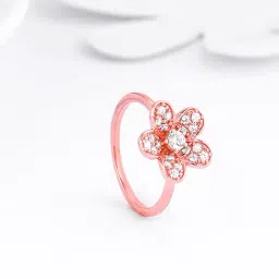 GIVA 92.5 Sterling Silver Rose Gold De Flores Ring-image-1