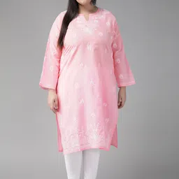ADA Women Pink Floral Thread Work Floral Handloom Handloom Kurta-picture-47