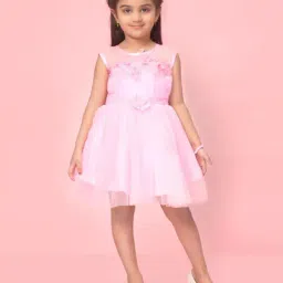 Aarika Kids Pink Self Design Frock-image-99