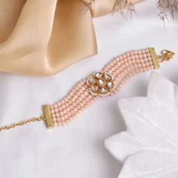 Teejh Adhira Light Pink Beaded Flexible Fit Bracelet-picture-27