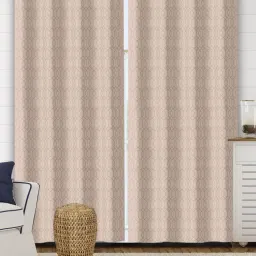Saral Home Abstract Beige Cotton 9ft Door Curtains - Set of 2 image 1