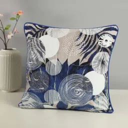 India Circus Blue Canvas Discoid Azure Duck Cushion Cover-image-95