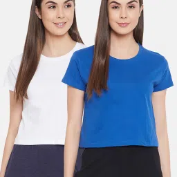 Clovia Multicolor Cotton T-Shirt (Pack Of 2) image 1