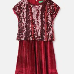 United Colors of Benetton Maroon Polyester Regular Embellished Dress-picture-39