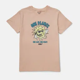 Gini & Jony Kids Peach Cotton Graphic T-Shirt image 1