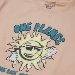 Gini & Jony Kids Peach Cotton Graphic T-Shirt image 3