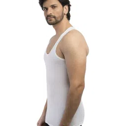 VIP White Cotton Regular Fit Vest (Pack Of 4) image 3