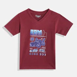 Eteenz Kids Boys Blaze Printed V-Neck T-Shirt-image-1