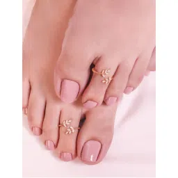 Zavya Leafy Cz Rose Gold Plated 925 Sterling Silver Toe Ring-picture-28