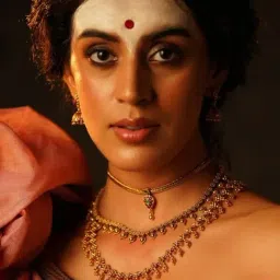 Jaypore Gold Temple Brass Long Necklace & Earring Set-image-97