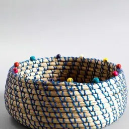 Home4U Multicolor Wood Maasai Storage Basket (Large) image 5