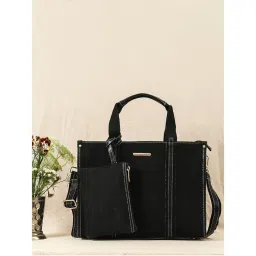 Bagsy Malone Black Canvas Luxe Aura Tote Bag with Pouch (Set of 2) - Travel Edition-image-36