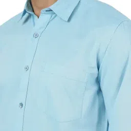 Greenfibre Blue Cotton Regular Fit Shirt image 4