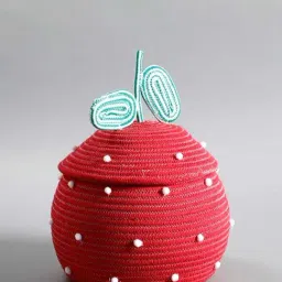 Home4U Multicolor Cotton Cherry Storage Basket (Small) image 4