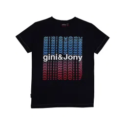 Gini & Jony Kids Navy Printed T-Shirt image 1