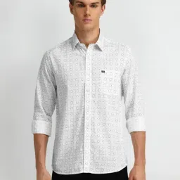 Arrow Sport Light Grey Cotton Slim Fit Printed Shirt-picture-36