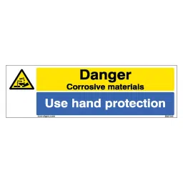SUNSIGNS  Danger Corrosive, Use Hand Protection Signages Size 600x200 mm HP Print + Vinyl, SN0141-picture-3