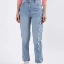 Iconic Blue Cotton Distressed Mid Rise Jeans-picture-47
