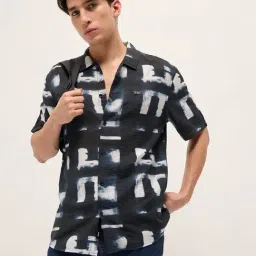 The Bear House Blue Nylon Printed Relaxed Fit Shirt-picture-43