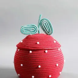 Home4U Multicolor Cotton Cherry Storage Basket (Small) image 2