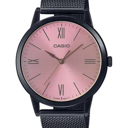 CASIO Men Pink Dial & Black Stainless Steel Wrap Around Straps Analogue Watch A2005-picture-16