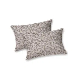 Bella Casa Double Bedsheet Cotton King Size with 2 Pillow Covers Floral Design Grey Colour image 4