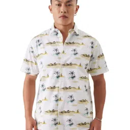 The Souled Store White & Brown Regular Fit Printed Shirt-picture-29