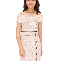 Cutecumber Kids Beige Floral Print Dress-picture-35