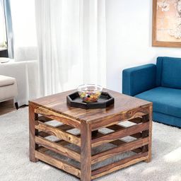 Ikiriya Coffee Brown Wood Contemporary Teak Finish Square Coffee Table-picture-30