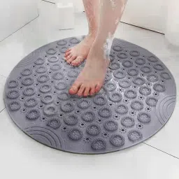 FABINALIV Grey Geometric Anti-Skid PVC Shower Mat with Suction Cups-picture-14