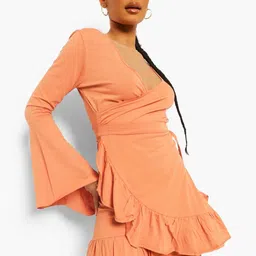 Boohoo Wrap Ruffled Mini Dress-picture-30