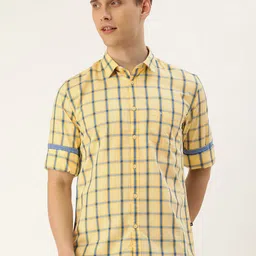 Parx Men Slim Fit Tartan Checks Pure Cotton Casual Shirt-image-76