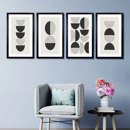 999Store Set Of 4 Cream-Coloured & Black Abstract Canvas Framed Wall Paintings-image-18