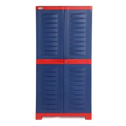 SUPREME Storage Cabinet Paneled Hinged 2 Doors 4 Shelves 590x1230x375 mm, Red & Blue-picture-10