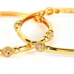 Jazz And Sizzle Gold-Toned Beaded Designed Traditional Bangles for Women - Set of 2 image 5