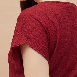 CODE by Lifestyle Self Design Round Neck Extended Sleeves Top image 5