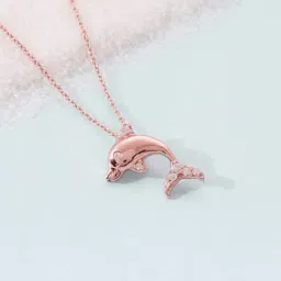 GIVA 92.5 Sterling Silver Diving Beluga Whale Pendant with Chain for Women-image-4