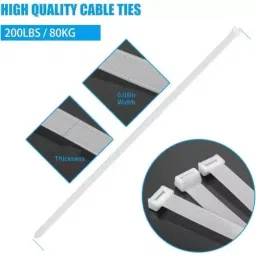 SCHOFIC Heavy Duty Cable Zip Ties Nylon (Polyamide) White 7.2x250 mm, (Pack of ‎50) image 5