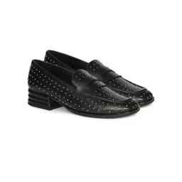 Saint G Women Black Leather Loafers image 1