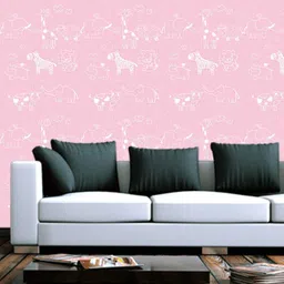 Jaamso Royals Pink Cartoon Animals Design Self Adhesive & Waterproof Wallpaper-picture-28