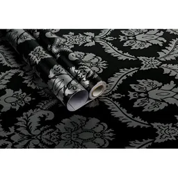 Asian royal Black & Grey Ethnic Motif Printed Self-Adhesive Wallpaper-image-34