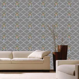 Jaamso Royals Grey & Pink Floral Design Self Adhesive & Waterproof Wallpaper-image-5
