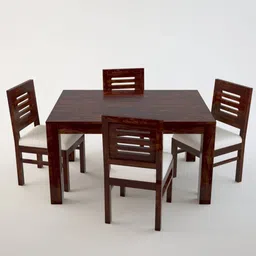 WOODBONE 4 Seater Dining Table with Chair || Dining Room Set || Dining Table Set || Sheesham Wood Dining Table 4 Seater || Wooden Dining Table 4 Seater || 4 Seater Mahogany image 2