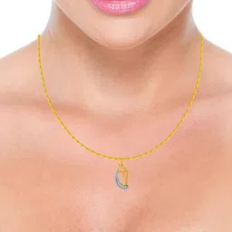 p.c. chandra jewellers 14k (585) Yellow Gold and American Diamond Pendant for Women image 2