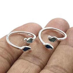 sahiba gems Pure Silver Designer Front Open Toe Ring (Chandi Bichhiya) For Women ~ 2 Pieces ~ 2 Shade Color Toe Rings image 3