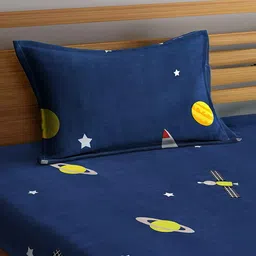 PrettyKrafts Cotton Blended Single Bedsheet with 1 Pillow Cover | 140 TC Bedsheet for Single Bed Cotton | Single Bedsheet, Diwan Bedsheet (Space Ship Print, 60x90 Inch, Multicolor) image 4