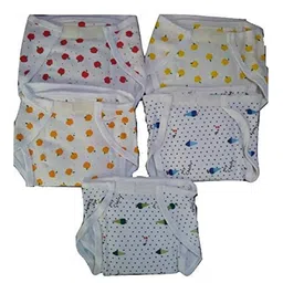 Lappu Cotton Hosiery Padded Baby Nappies Langot Reusable Diaper Nappy -Pack of 5 (White, 6-12 months) image 1
