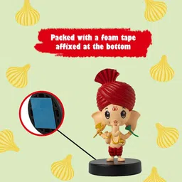 Acceptance Lord Shree GANEHSA Idol Bobblehead for Car Dashboard, Office Table,Home Decor| Little Mor Pankh & Bansuri Figurin|God Statue for Gifting Kids,Family & Friends (Ganesha) image 3