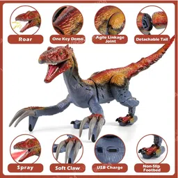 VikriDA Remote Control Dinosaur Toys for Kids 3-5 & 4-8-Jurassic Therizinosaurus Dinosaur Toys for Boys, RC Robot Dinosaur Toy with Mist Spray, Roar, Light - Birthday for Kids image 3
