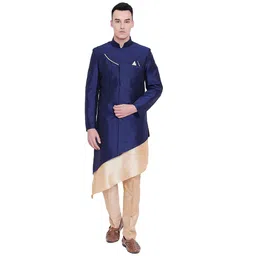 sg rajasahab Men Sherwani Set (UP-12375-NAVY-36) image 1